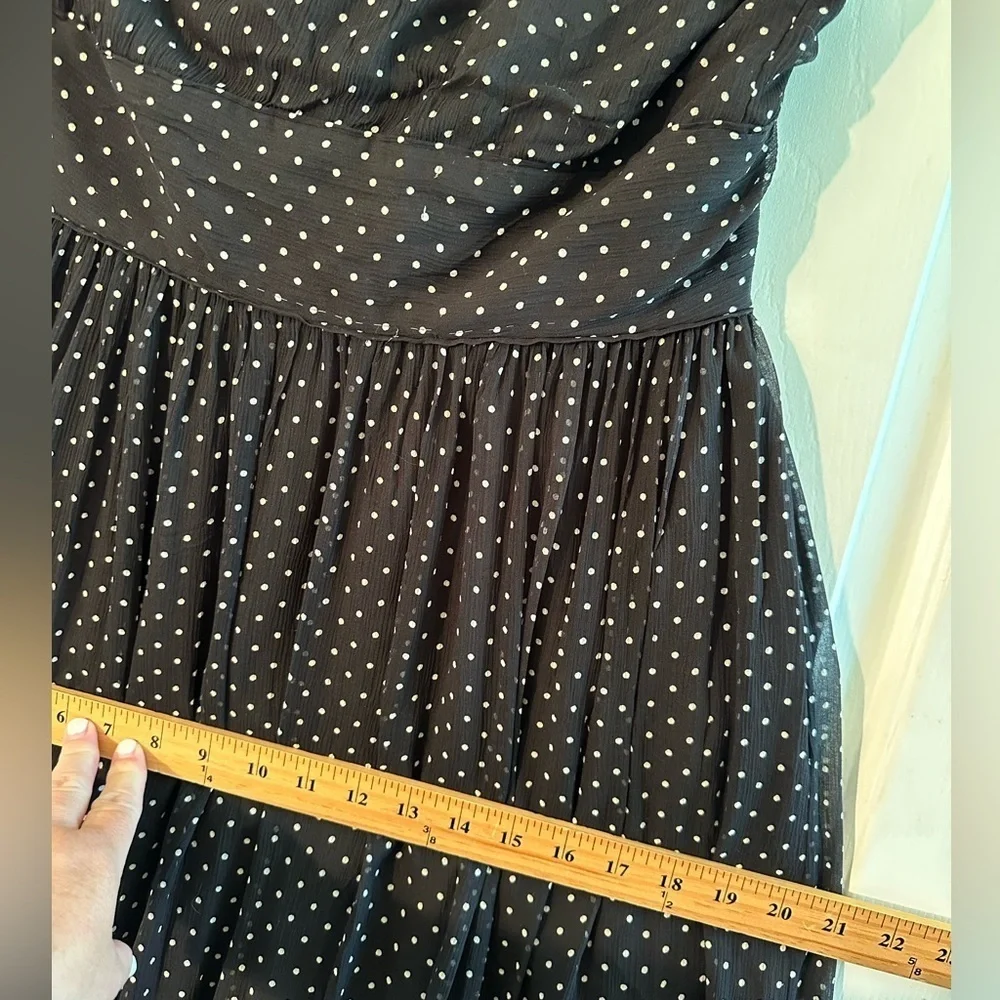 NWT J. CREW 6 VINTAGE Black White Polka Dot Strapless Midi 100% Silk Cocktail